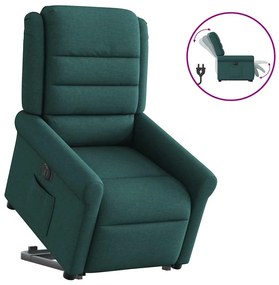 vidaXL Fotoliu electric rabatabil cu ridicare, verde închis, textil
