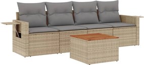 vidaXL Set canapele de grădină cu perne, 5 piese, bej, poliratan