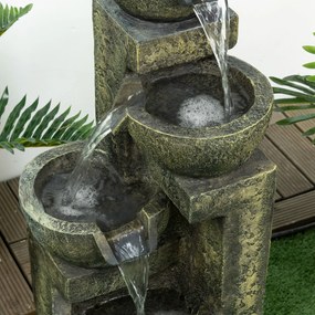 Outsunny Fântână de grădină ornament zen debit reglabil pompă submersibilă inclusă dim. 25L x 24l x 60H cm rășină negru | Aosom Romania