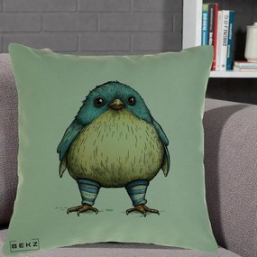Perna Decorativa Pasare Albastra cu Sosete Albastre, 40x40 cm, Verde, Husa Detasabila, Perna Inclusa, BEKZ®