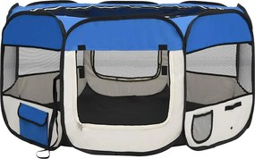 vidaXL Țarc câini pliabil cu sac de transport, albastru, 125x125x61 cm