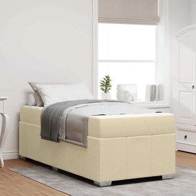 vidaXL Cadru de pat cu saltea Crem 90 x 200 cm țesătură