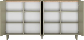 Comodă Elivo 200 cm cu 4 uși pe picioare - eucalipt / stejar baltic dune