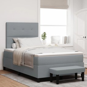 vidaXL Pat cu springuri și saltea gri deschis 120x200 cm din țesătură