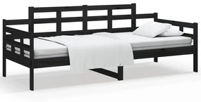820331 vidaXL Pat de zi, negru, 90x200 cm, lemn masiv de pin
