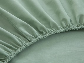 Drept Din Bumbac Pentru Două Persoane Cearșaf Elastıc 160x200 Cm Verde Porumbă