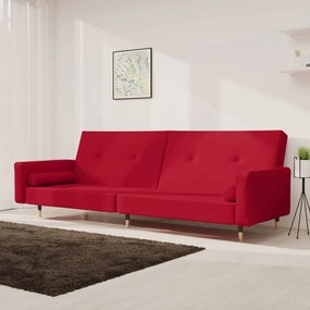 337338 vidaXL Canapea extensibilă cu 2 locuri, 2 perne, roșu vin, catifea