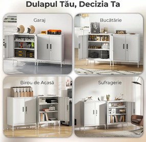 HOMCOM Dulap de Birou din Oțel cu 2 Rafturi Reglabile cu Sistem de Încuiere și 2 Chei, 80x40x100 cm, Alb | Aosom Romania