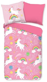 Lenjerie de pat pentru copii roz din microfibră pentru pat de o persoană 140x200 cm – Good Morning