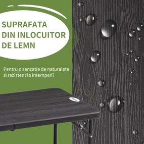 Outsunny Masa pliabila pentru gradina pentru 4 persoane, Masa dreptunghiulara de exterior cu inaltime reglabila, gri inchis | Aosom Romania