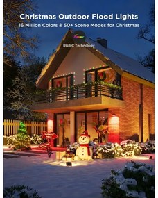 Govee - Set de 4 proiectoare LED RGBICWW reglabile, 24W/230V, IP66, compatibile Matter, Wi-Fi