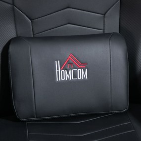 HOMCOM Fotoliu de gaming, Funcție de masaj, Spătar reglabil, Suport pentru picioare, până la 120 kg, Cadru din oțel, Piele ecologică, Negru | Aosom Romania