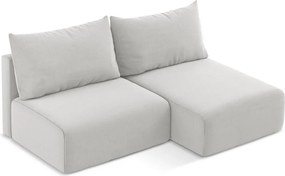 Colțar gri deschis extensibil/cu spațiu de depozitare cu tapițerie din catifea (cu colț pe partea dreaptă/cu șezlong) Kalena – Makamii