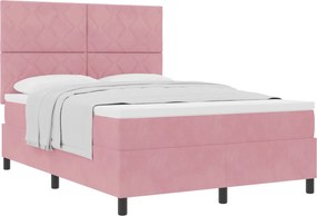 vidaXL Pat cu arcuri cu saltea cu headboard Roz 160 x 200 cm Catifea