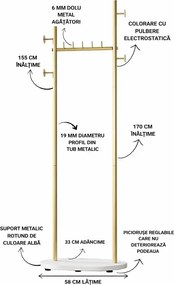 Cuier din metal ,culoare auriu,170x58 cm