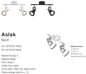 Lustra cu 2 spoturi directionabile Aslak, alb 45730101 NL