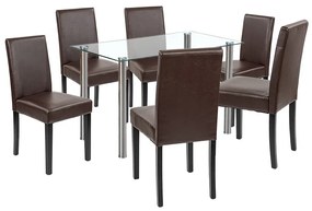 Set de masă Cadiz 6+1 alb-maro