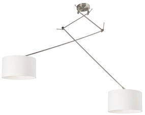 Lampă suspendată din oțel cu abajur 35 cm alb reglabilă cu 2 lumini - Blitz