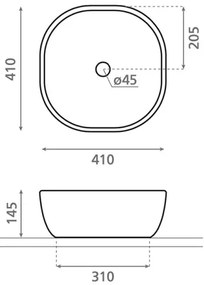Bathco 4071 - Lavoar pentru blat OLEA, 41 x 41 cm, porțelan, alb