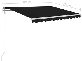 Copertina retractabila automat cu stalpi, antracit, 3,5x2,5 m Antracit, 3.5 x 2.5 m