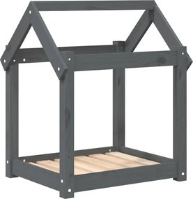 vidaXL Pat pentru câini, gri, 61x50x70 cm, lemn masiv de pin