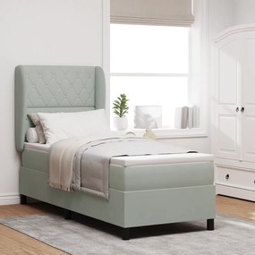 vidaXL Pat cu saltea cu arcuri Gri deschis 80x200 cm Catifea