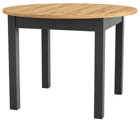 Masă de sufragerie Isiah 02 (Stejar + negru) (pentru 4-8 persoane). 1082831