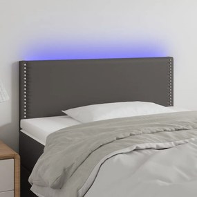 3121548 vidaXL Tăblie de pat cu LED, gri, 80x5x78/88 cm, piele ecologică