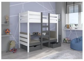 Pat Supraetajat Cu Masa+Saltele BART Gri/Alb 90x200cm