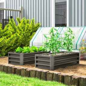 Outsunny Set jardiniere metalice 2 buc., Fund deschis, Pentru grădină și balcon, 110x50x30cm, Gri închis | Aosom Romania