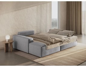 Colțar gri deschis extensibil cu tapițerie din țesătură bouclé (cu colț pe partea stângă ) Jodie – Micadoni Home