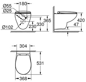 Set vas WC Grohe Bau Ceramic suspendat Rimless cu capac soft-close - 39351000