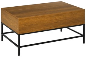 HOMCOM Masă de Cafea Reglabilă Masă de Cafea cu Spațiu de Depozitare Ascuns Masă Reglabilă pentru Salon Sufragerie 90x60,5x45,5 cm Tecă | Aosom Romania