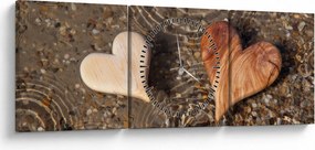 Tablou - Inimile din lemn (cu ceas) (90x30 cm)