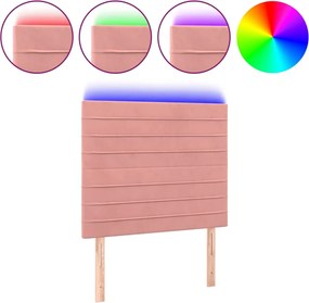 vidaXL Tăblie de pat cu LED, roz, 80x5x118/128 cm, catifea
