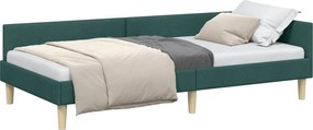 vidaXL Cadru de pat colțar Verde închis 100 x 200 cm țesătură