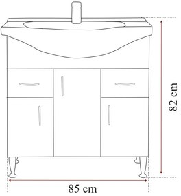 Mobilier complet de baie Bianca Prime 85, alb lucios