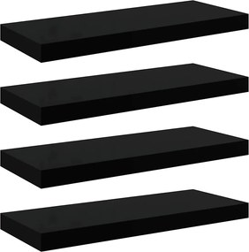 vidaXL Rafturi de perete 4 buc. negru extralucios, 60x23,5x3,8 cm, MDF