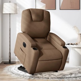 vidaXL Fotoliu electric rabatabil cu ridicare, maro, textil