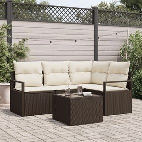 vidaXL Set de canapele pentru grădină 5 pcs Maro Rattan poli