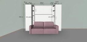 Set pat rabatabil dublu cu canapea de 2 locuri si 2 dulapuri Royal Single (50 cm) - ROYAL SMALL WARDROBE&amp;SOFA SET (150X200) (Culoare tapiterie stofa