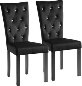 vidaXL Scaune de bucătărie, 2 buc., negru, catifea