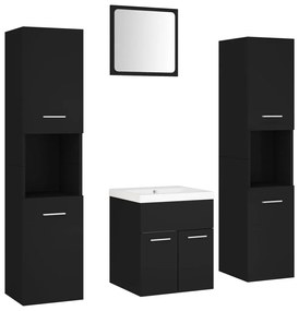 3071217 vidaXL Set mobilier de baie, negru, lemn prelucrat