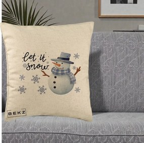 Perna Decorativa Let It Snow Om de Zapada, 40x40 cm, Bej, Husa Detasabila, Perna Inclusa, BEKZ®