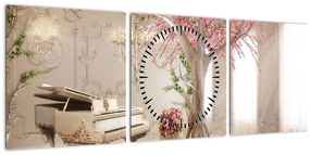 Tablou - Interior de vis cu pian (cu ceas) (90x30 cm)