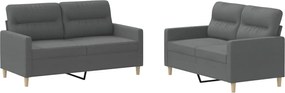 vidaXL Set de canapele cu perne, 2 piese, gri închis, textil