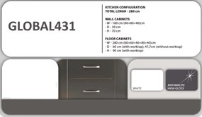 Bucatarie GLOBAL431 - antracit+antracit
