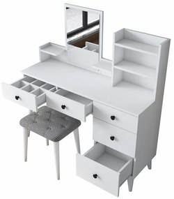 Masa de toaletă Bela White cu scaun