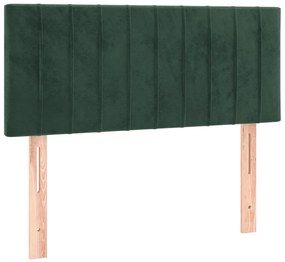 Pat box spring cu saltea, verde inchis, 100x200 cm, catifea Verde inchis, 100 x 200 cm, Benzi verticale