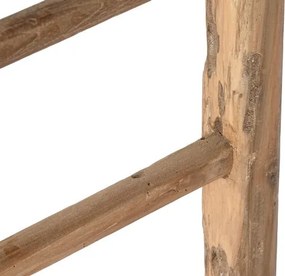 Consolă hol farmhouse din lemn de tec reciclat, natur, cu console decupate sub blat și traverse rotunde, 83 x 100 x 50 cm, „Avana Small”